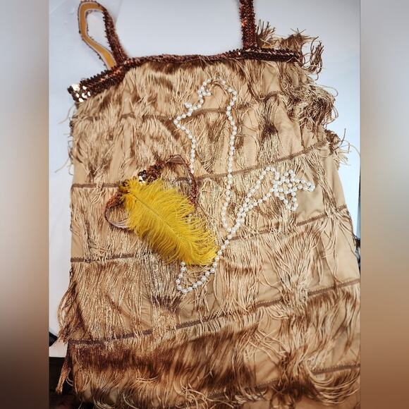 Elegant Brown Fringe Midi Dress - Picture 3 of 10